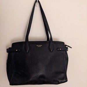 Kate Spade - Large Black Pebble Leather Tote Bag w/ Gold Hardware